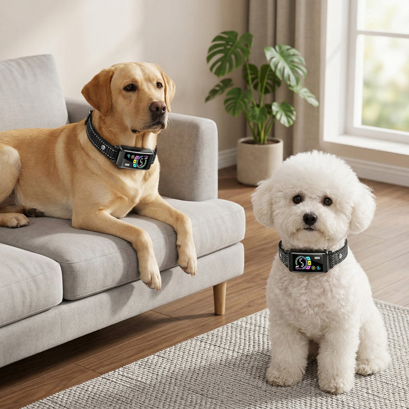 Bark Collar, paquet de 2, collier anti-aboiements pour chiens de grande taille, petits bips, vibrations et chocs inoffensifs, 5 réglages de sensibilité, noir