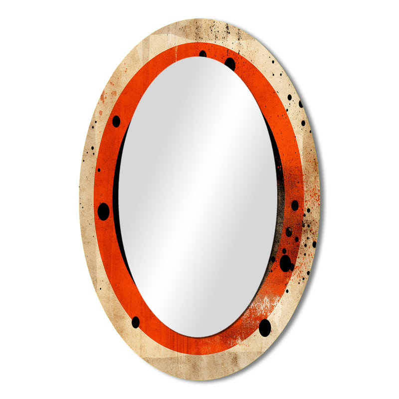 Inner Knowing Retro Circle Art II - Grand miroir mural ovale sur métal, 36 po x 24 po