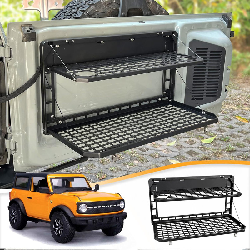 Tailgate Table Rear Foldable Cargo Shelf Aluminum Alloy Storage Shelf MOLLE Panel For Ford Bronco 2021-2024