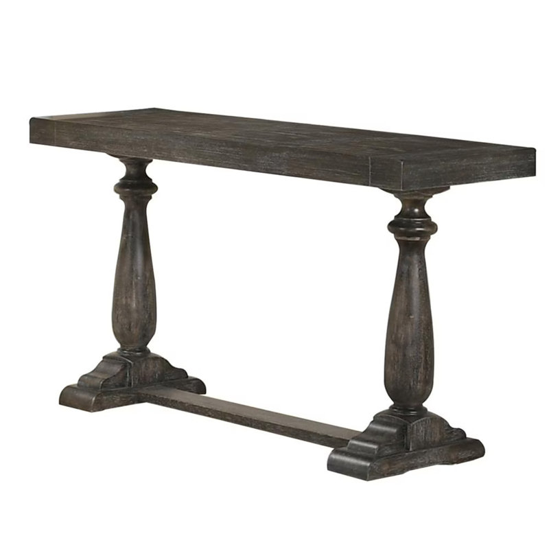 50" Transitional Solid Wood Console Table, Gray