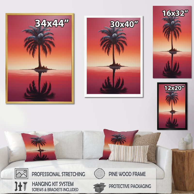 «Solitaire Ruby Reflections Palm Tree», reproduction sur toile, H 20 po x l 12 po x P 1 po, Toile tendue