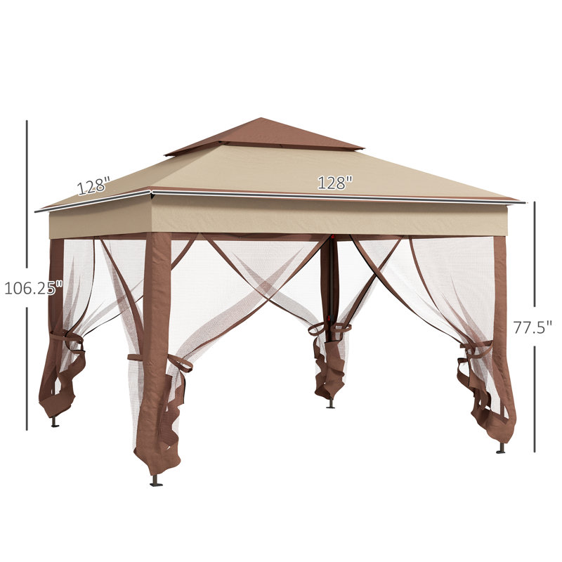 11' X 11' Pop Up Canopy, Outdoor Patio Gazebo Shelter With Removable Zipper Netting
