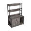 Grande boîte à litière pour chat avec rangement, étagère pour chat caché, maison pour chat en bois avec patin à griffes, armoire pour chat robuste avec 2 portes, gris