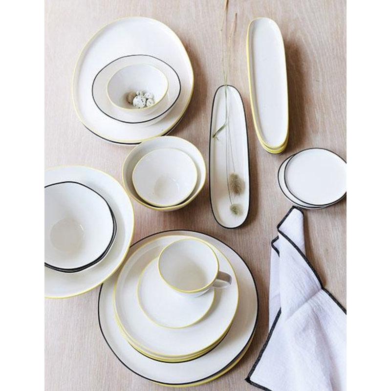 Canvas Home Abbesses Colored Rim Porcelain Large Serving Bowl 74oz, White/Blue Rim