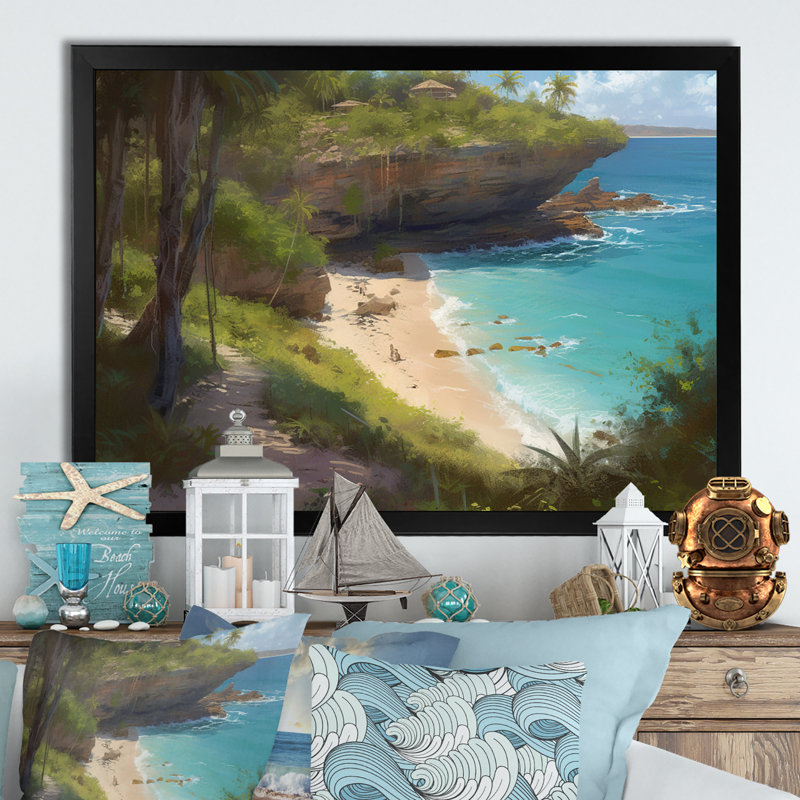 Coastal Radiance II sur impression sur toile, H 16 po x l 32 po x P 1 po, Cadre photo noir