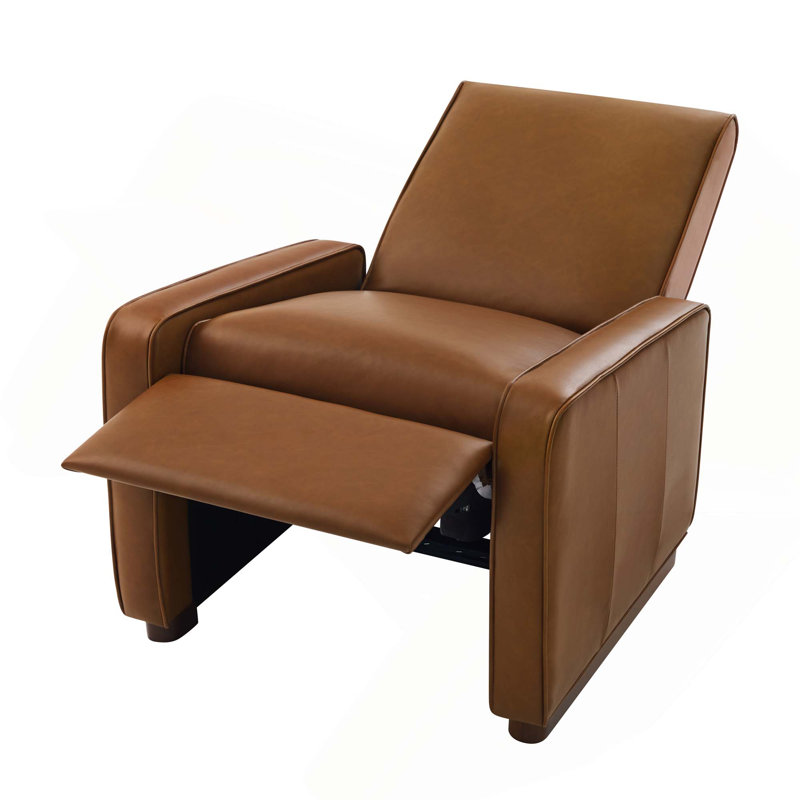 Fauteuil inclinable manuel avec dossier réglable et pieds en bois massif pour les espaces de vie, Orange (PU)