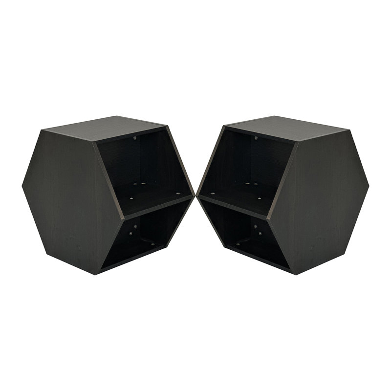 Wood 47.24" Hexagonal Coffee Table with  storage space., Black Brown