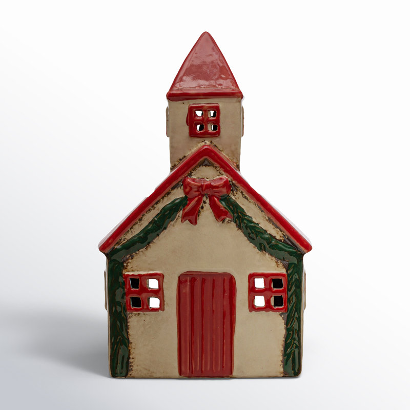 Église en grès peinte à la main
