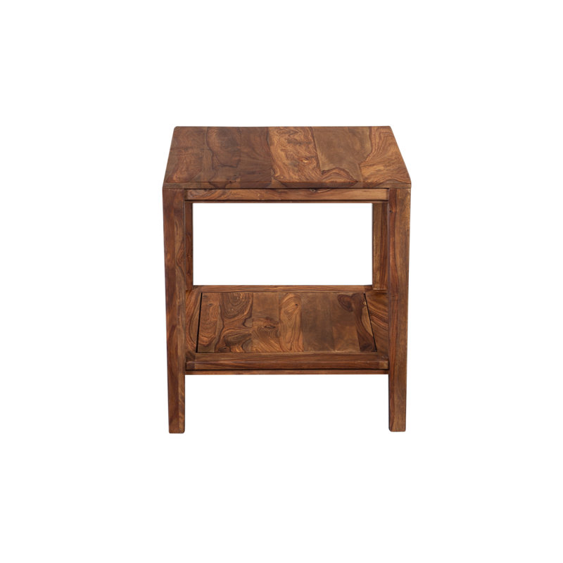Table de bout en bois massif avec rangement Mariann, Naturel