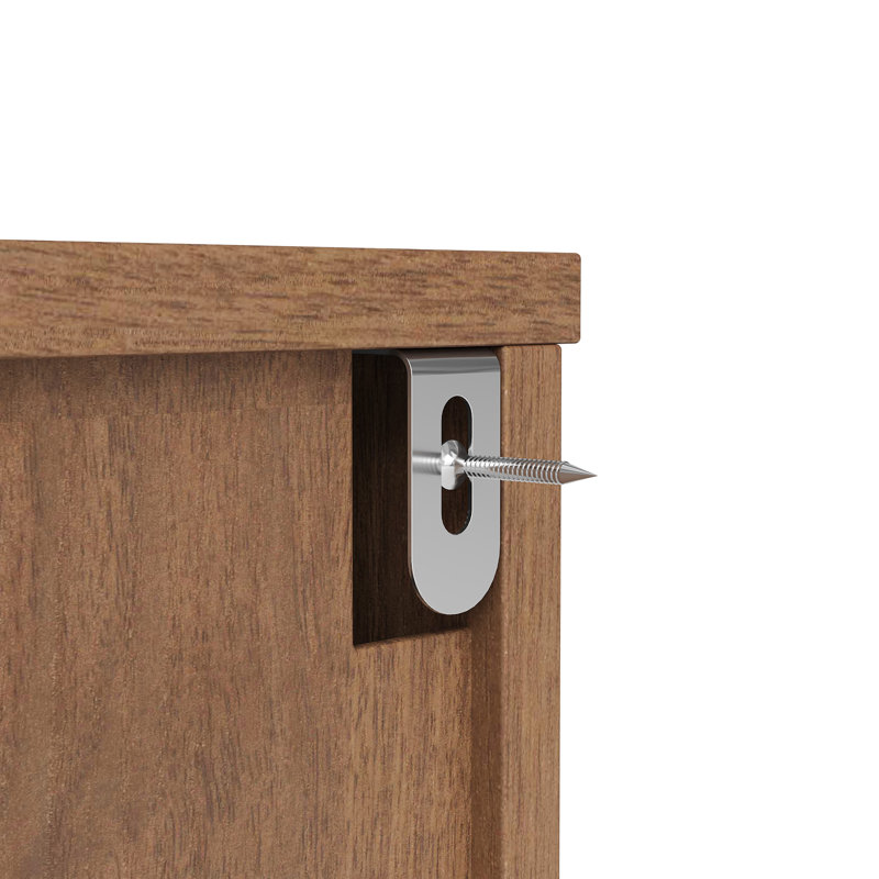 Armoire de rangement à bord arrondi | 2 armoires cachées + 3 tiroirs - courbes douces, élégance rétro et sécurité anti-basculement