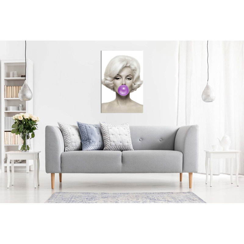Marilyn Monroe Print - Wrapped Canvas Print, 31cm H x 20cm W, Purple