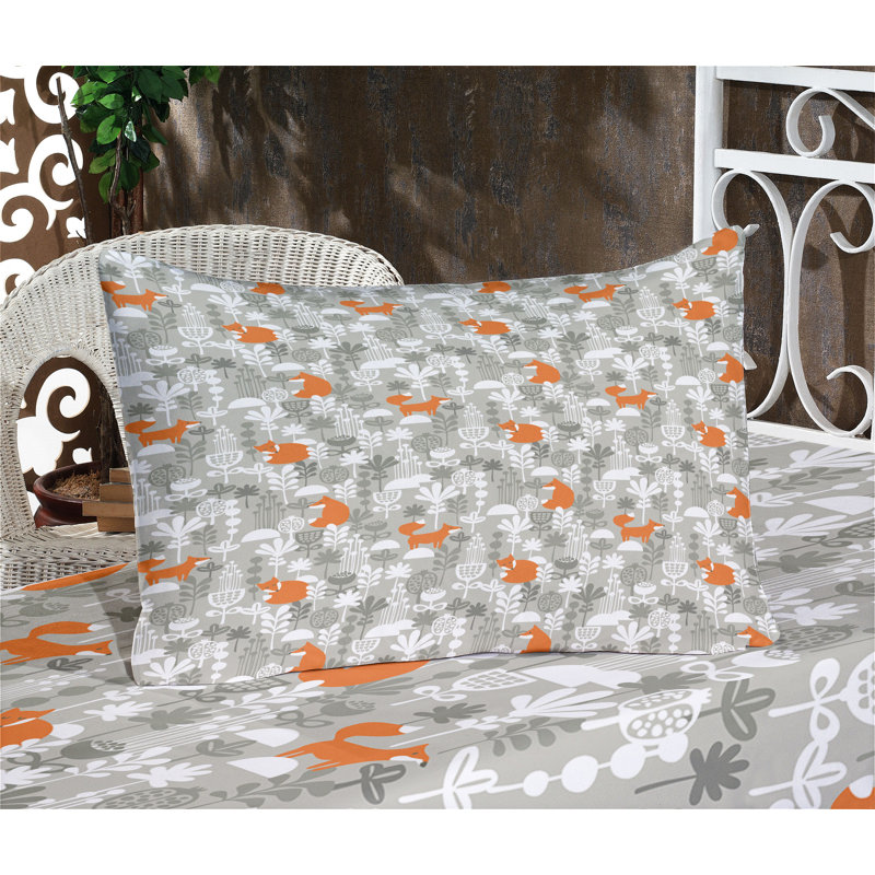 Twin XL White and Orange Microfiber Kids Sheet Set