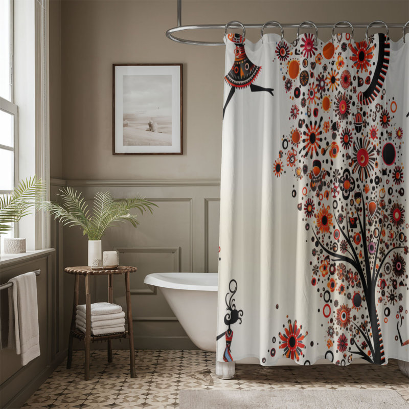 Boedy Abstract Shower Curtain, 74"H x 71"W