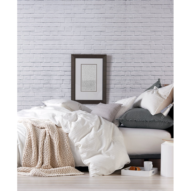 Ensemble d'édredon en coton 3 pièces Comfy, Blanc, Édredon grand + 2 taies décoratives