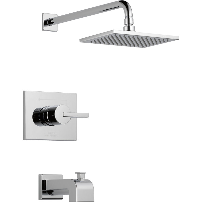 Garniture de robinet de baignoire et douche à volume avec poignées levier et moniteur Vero 14 Series, Chrome chrome
