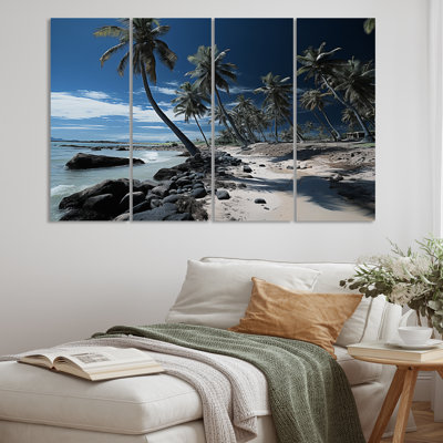Dominicain Palm Paradise - ensemble de reproduction d'art nautique et de plage sur métal
