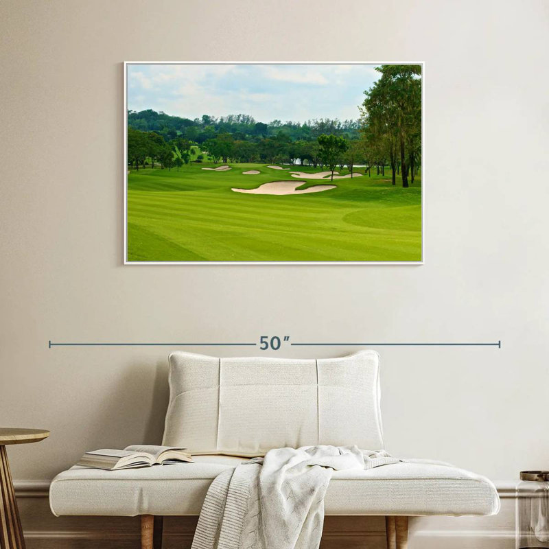 Magnifique terrain de golf, Cadre flottant blanc, 40 po x 27 po