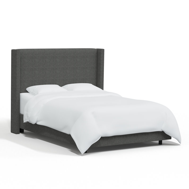 Lit tapissier standard Hanson, Grand, Lin gris anthracite texturé Zuma