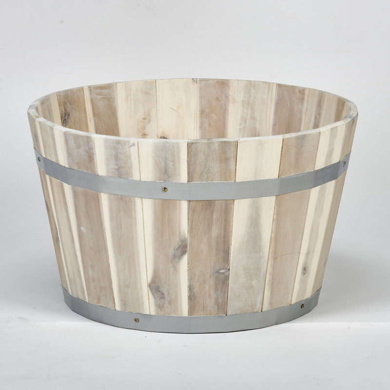 Randals Wood Barrel Planter, 11'' H x 18'' W x 18'' D