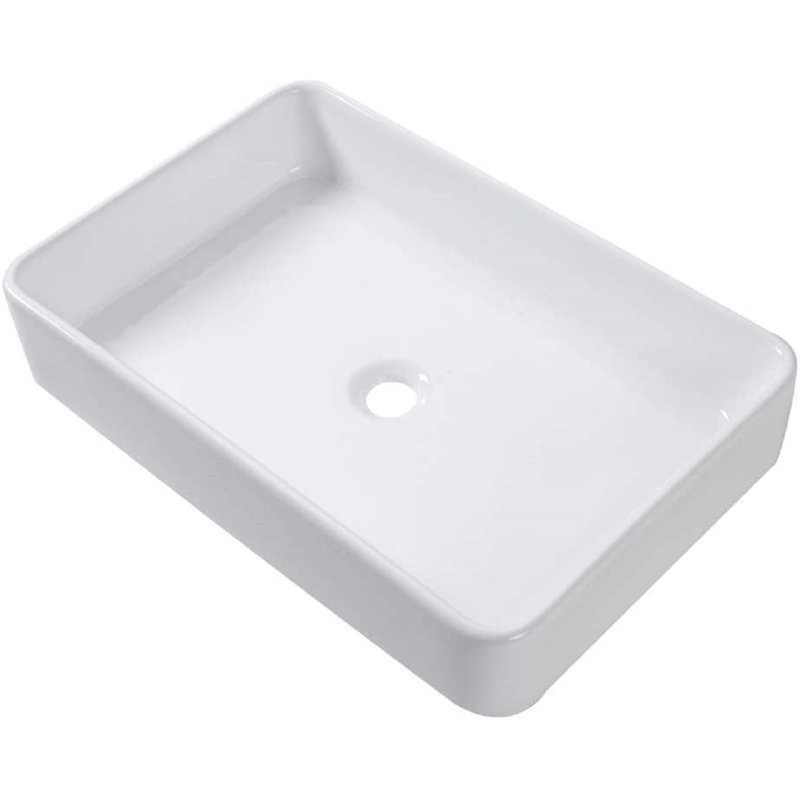 24" L x 16" W Ceramic Vessel Bathroom  Sink Rectangular Drop-in Vanity Sink, White