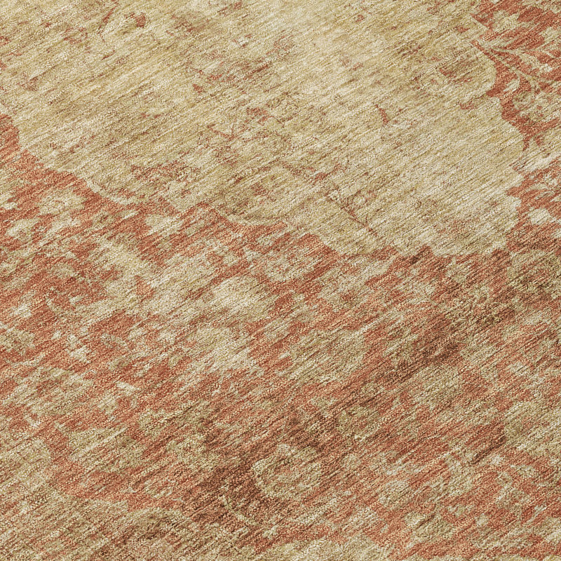 Naraxa Orange Washable Indoor-Outdoor Rug - , 2'6" x 3'10"