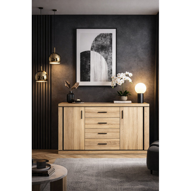 Temmo Sideboard, 91cm H x 137cm W x 45cm D, Sonoma Oak