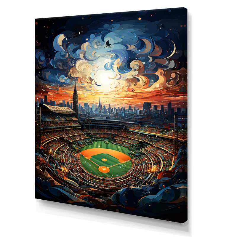 «Stadium In Spotlight At Night III - Cityscapes», reproduction sur toile, H 32 po x l 16 po x P 1 po, Toile tendue