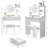 17" Round Led Vanity Table And Cushioned Stool , 3 - Color Adjustable System, Touch Controlled Mirror , Built In 2 Ac + 1 Type C Ports, Large Desktop, Multi Layer Storage, American Design, White