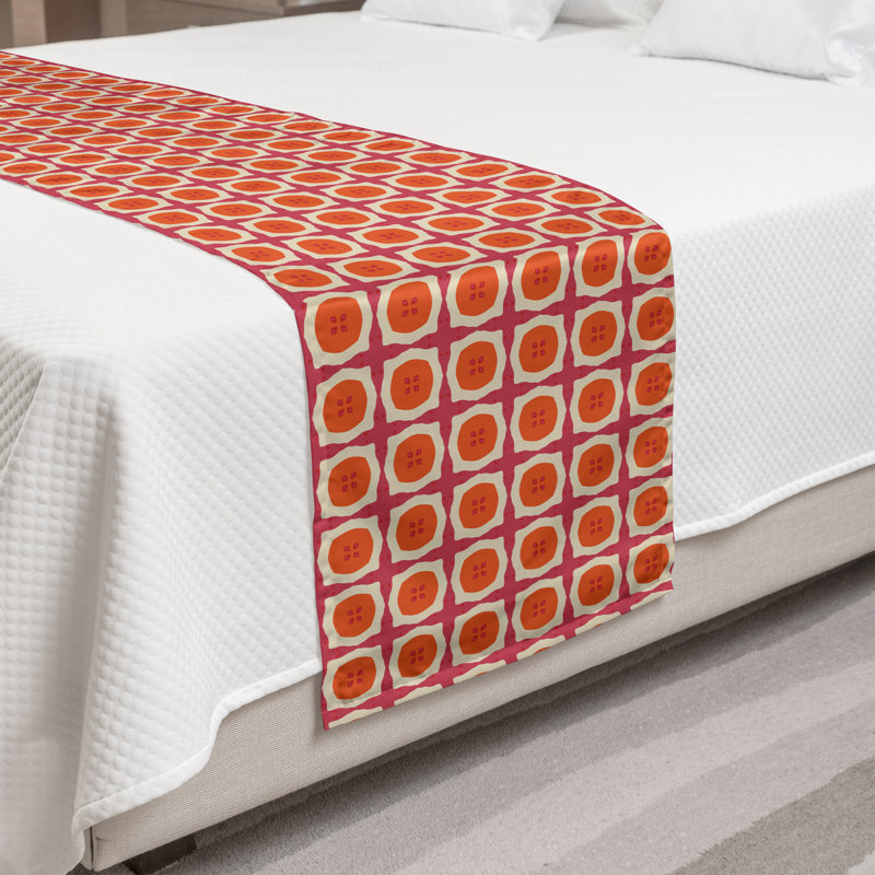 Ambesonne Abstract Bed Runner Fruit Like Pale Ruby Burnt Orange, King