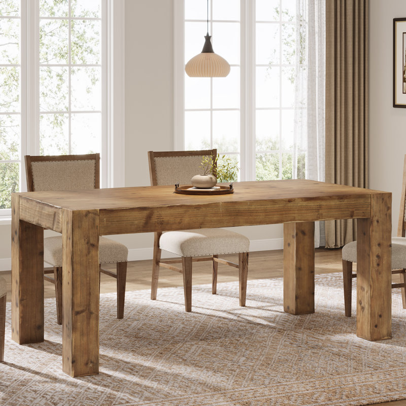 63" Solid Wood Dining Table, Rectangle Dinner Kitchen Table For 4 To 6, Brown