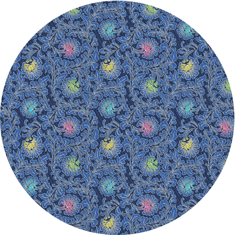 Tapis floral bleu, Rond 8 pi
