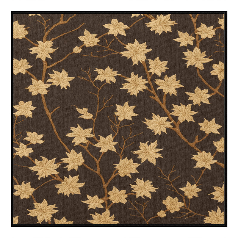 Machine Washable Botanical Brown Area Rug, Square 7'
