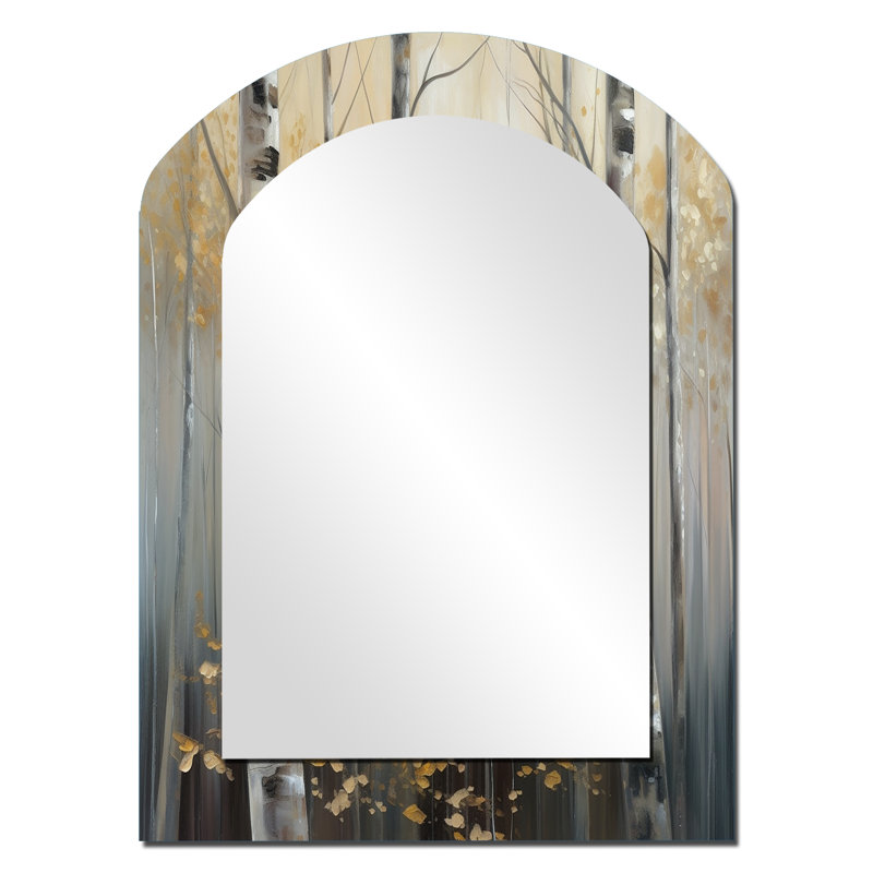 Miroir décoratif en métal Birch Tree Dense Forest IV - Paysages, 34 po x 25 po
