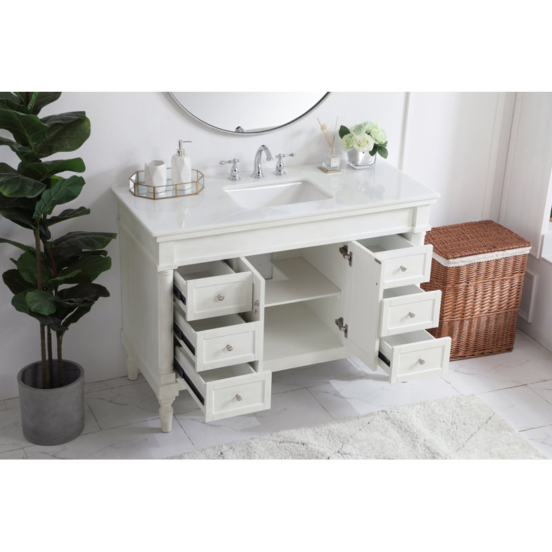 Ensemble de meuble-lavabo simple 48 po Lexington, Blanc antique, Blanc ivoire