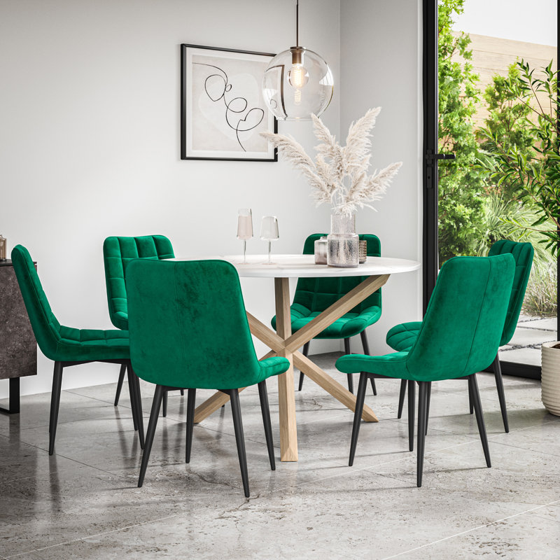 Darcus 6 - Person Dining Set, Oak/Green