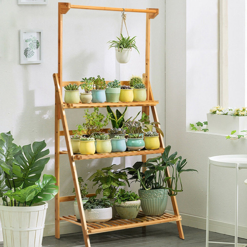 Jasiah Solid Wood Plant Stand 3 Tier
