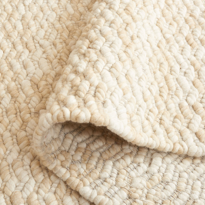 Tapis en laine / coton tissé à la main Stepanas en ivoire / beige, Rectangle 6 pi x 9 pi
