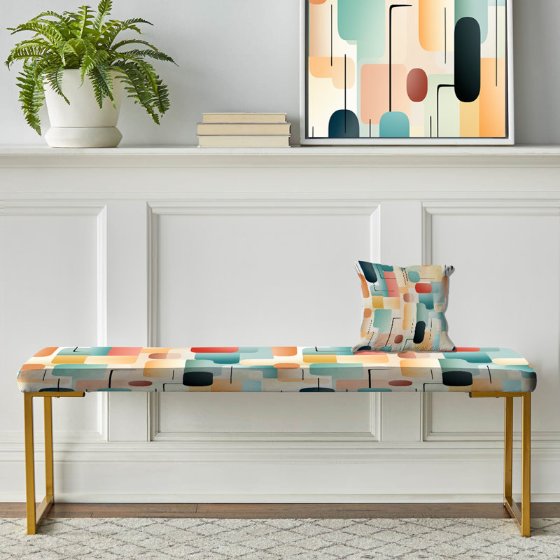 Pastel Harmony - Banc rembourré géométrique doré