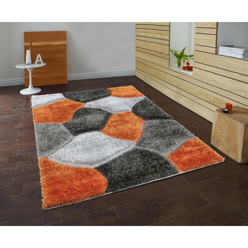 Carsyn Geometric Hand Woven Shag Area Rug, Rectangle 120 x 170cm