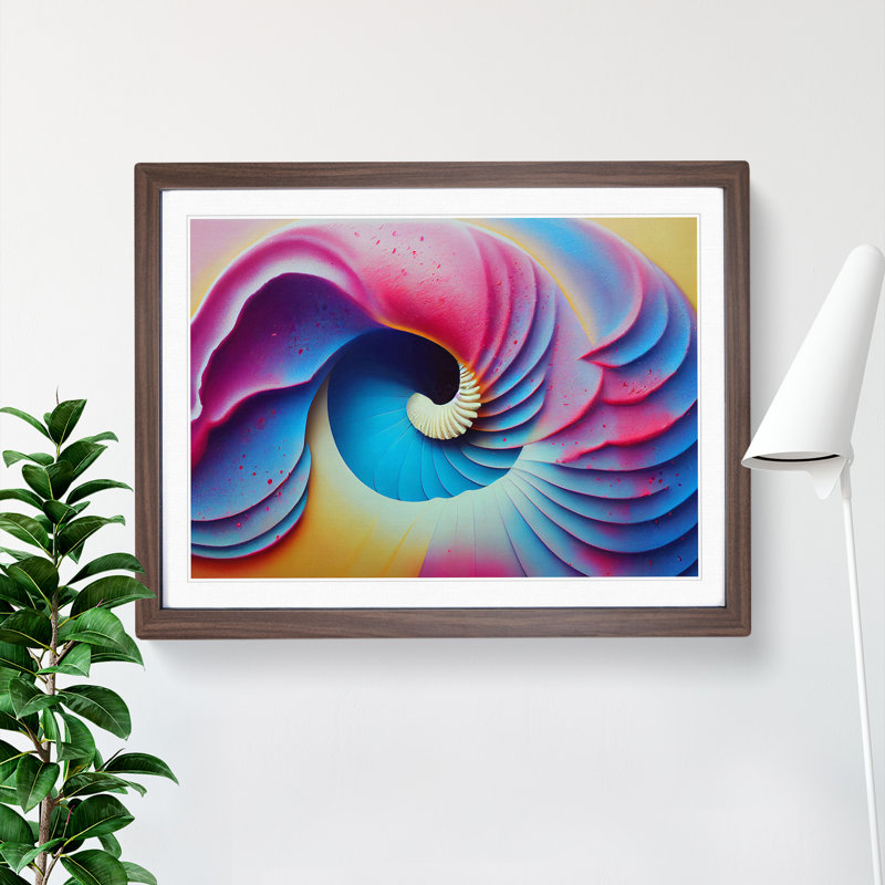 XH1022-7643X Seashell Vol.3 Abstract - Single Picture Frame Print, 46cm H x 64cm W x 2cm D, Walnut 
