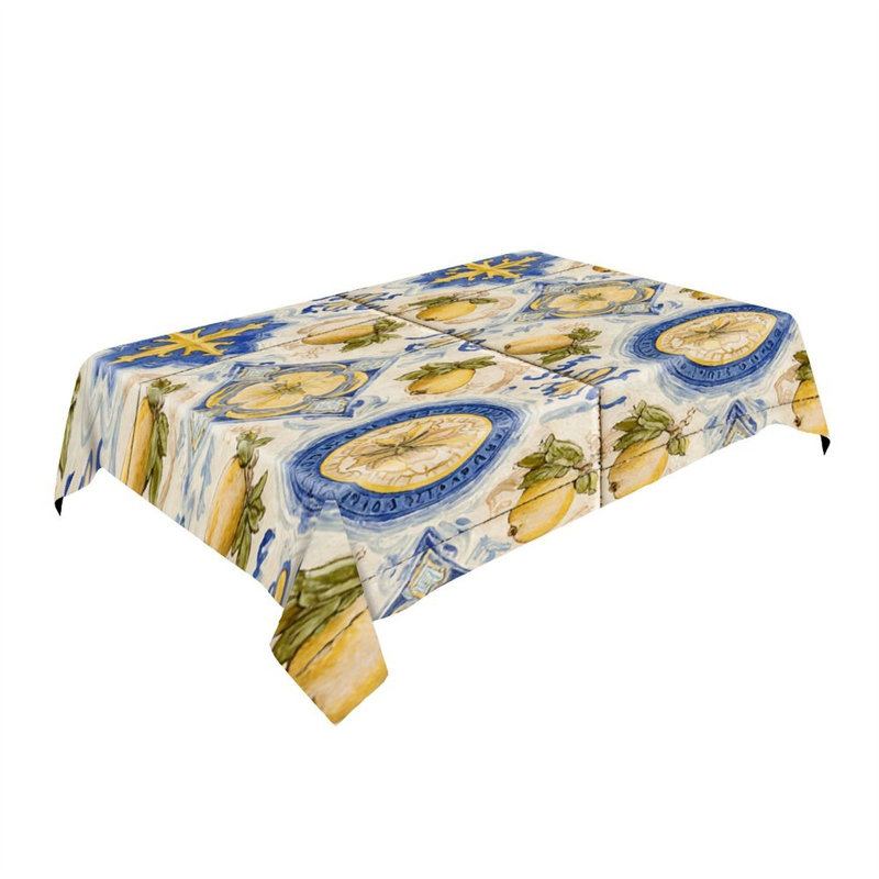 Nappe rectangulaire à motif de carreaux citron et bleu, 60 x 86 pouces, rectangulaire