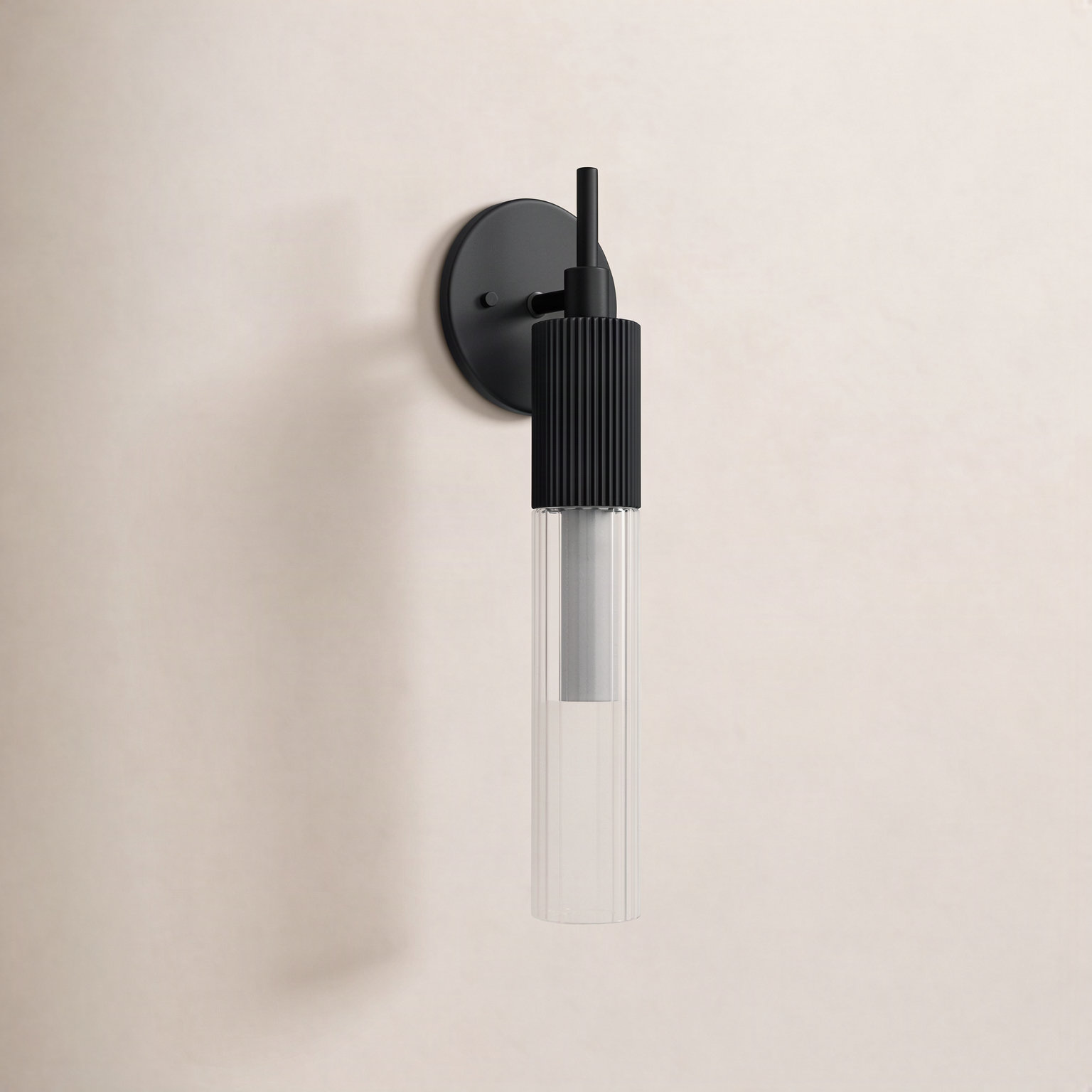 Cassi Single Light Armed Sconce, Black