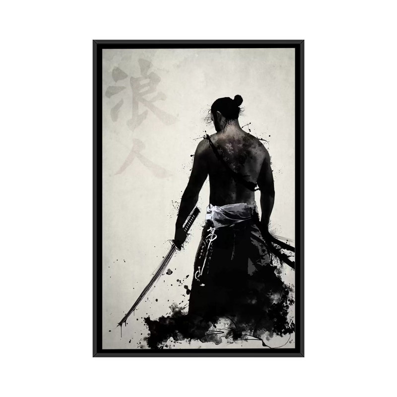 «Ronin», impression sur toile, H 26 po x l 18 po x P 1,5 po, Toile avec cadre noir, Pas de tapis
