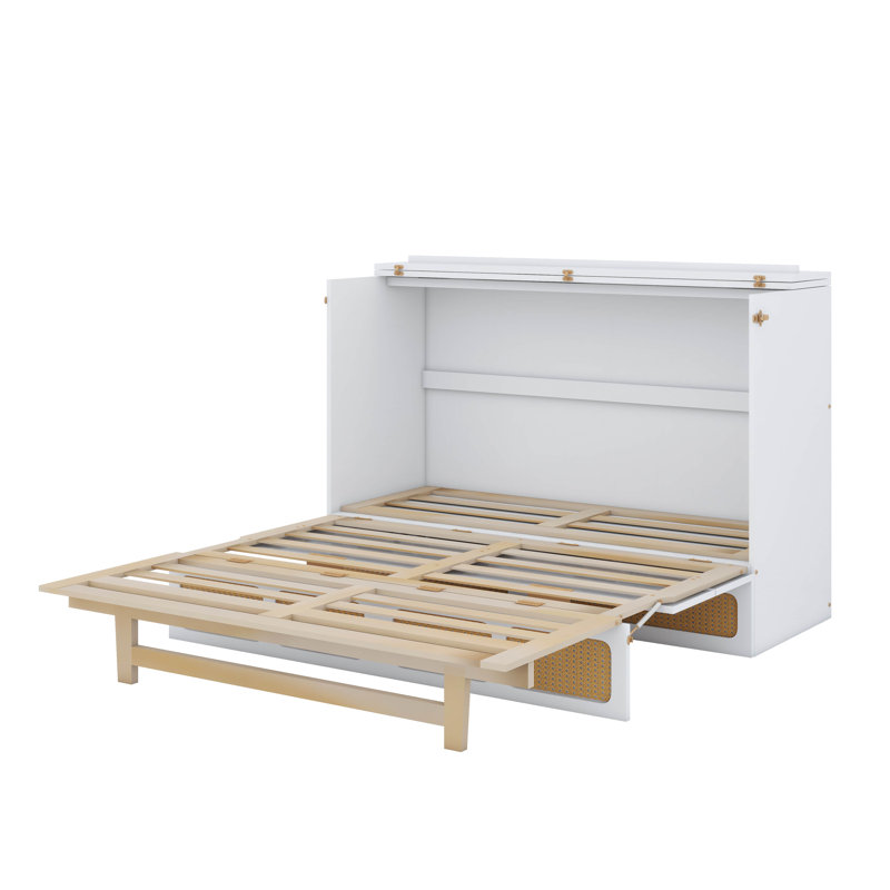 Murphy Bed Featuring Spacious Storage Drawers, White, Full
