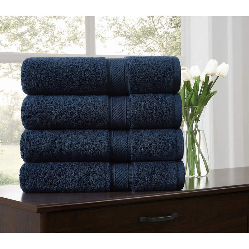  Regal Plush Towel Sets, Dark Blue, Bath Towel - 4 Pack