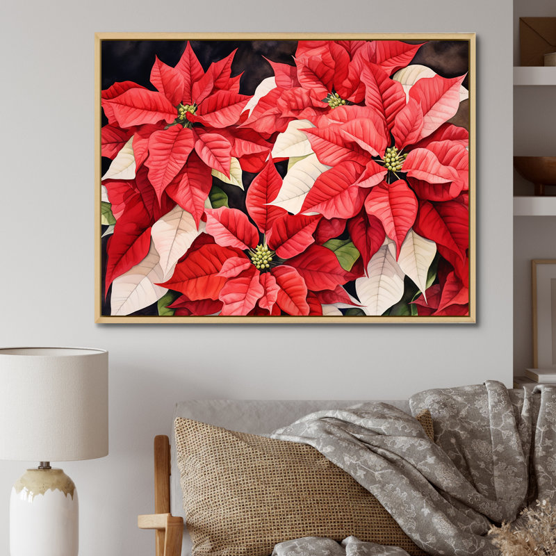 Poinsettias, minimalisme, rêve, Cadre naturel flottant, 34" H x 44" W