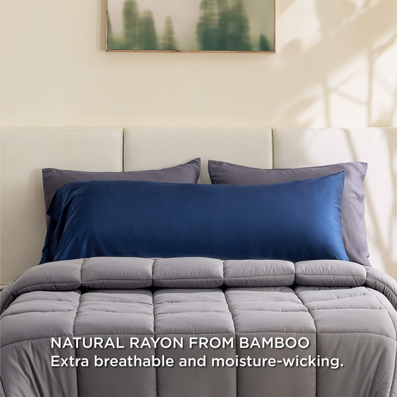 Rayon from Bamboo Pillowcase with Envelope Closure, Navy, Body Pillowcase