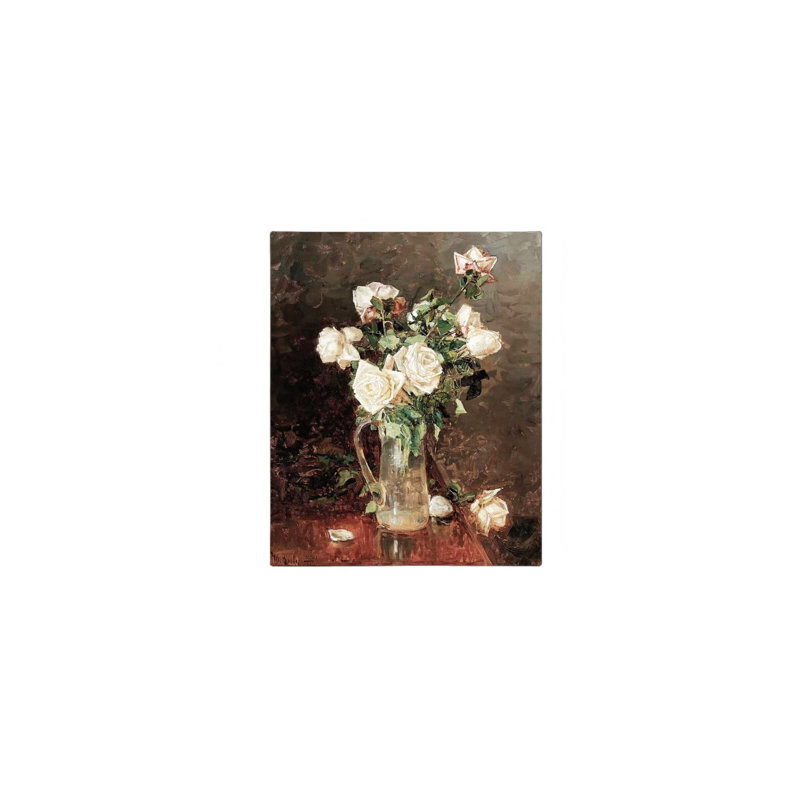 Impression sur toile sans cadre 24 "x 36" impressionniste, roses blanches en verre