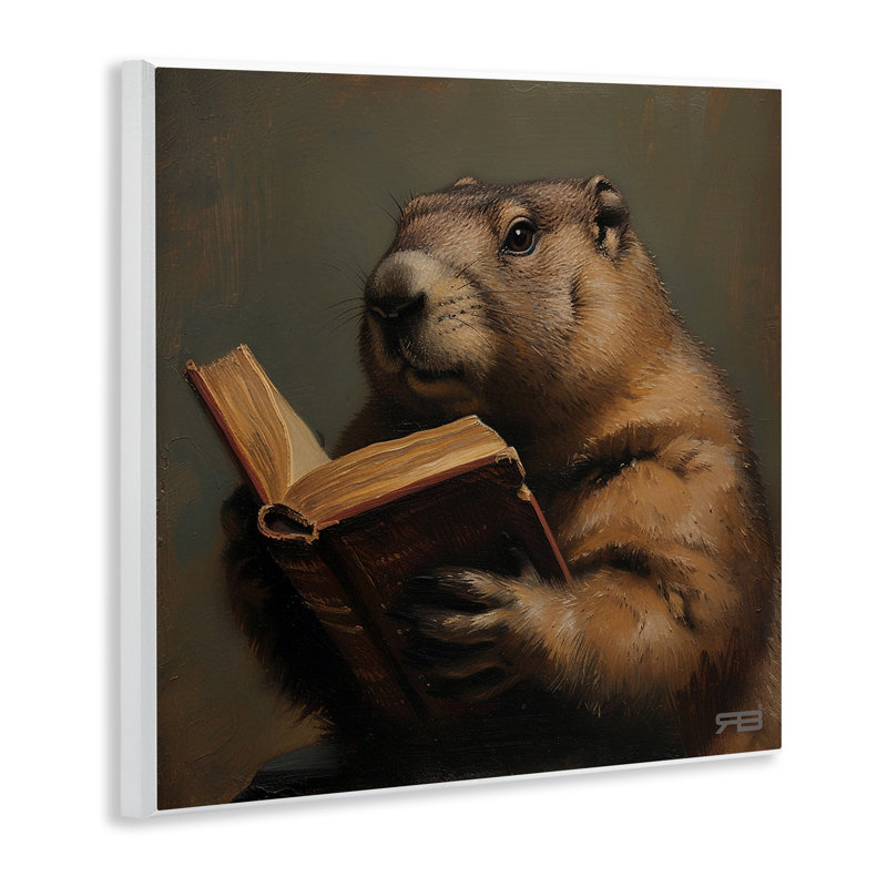 Groundhog Reading Book Wall Plaque Art by Roozbeh Bahramali