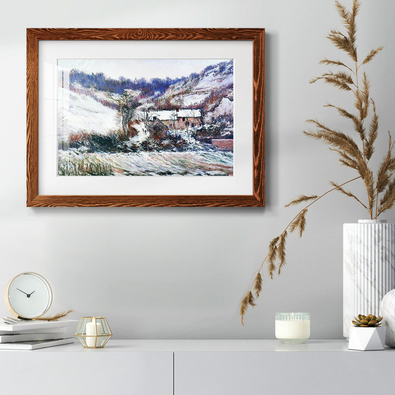 «Snow Effect At Falaise», 1886, reproduction d'art sur papier, Érable, H 26 po x l 38 po x P 1,5 po